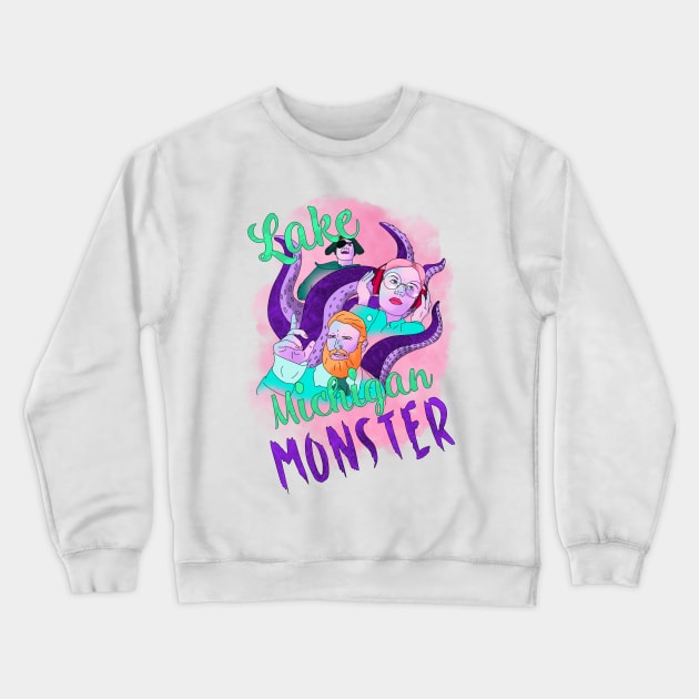 Lake Michigan Monster Crewneck Sweatshirt by SchlockHorror